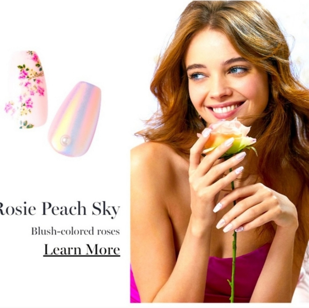 LoveShackFancy Rosie Peach Sky Press-On Nails